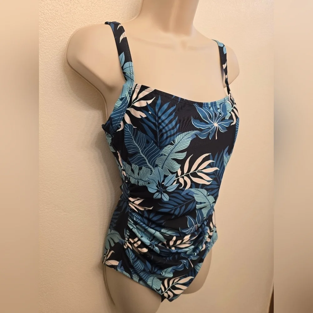 32 Degrees Ladies Blue Tropical One Piece Swimsuit